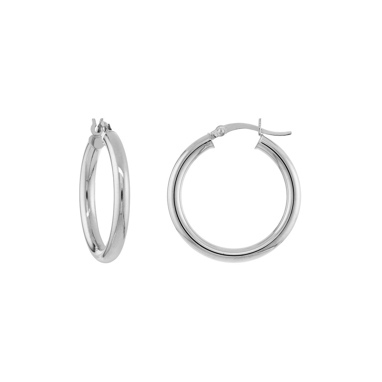 14K Gold Hoop Earrings 3 MM x 25 MM (Medium Size) - Queen May