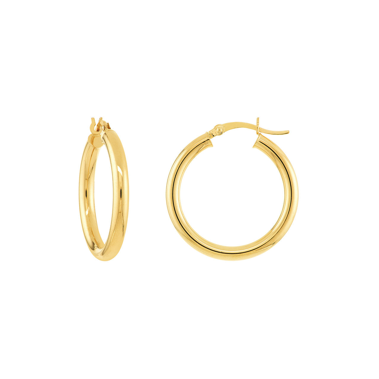 14K Gold Hoop Earrings 3 MM x 25 MM (Medium Size) - Queen May