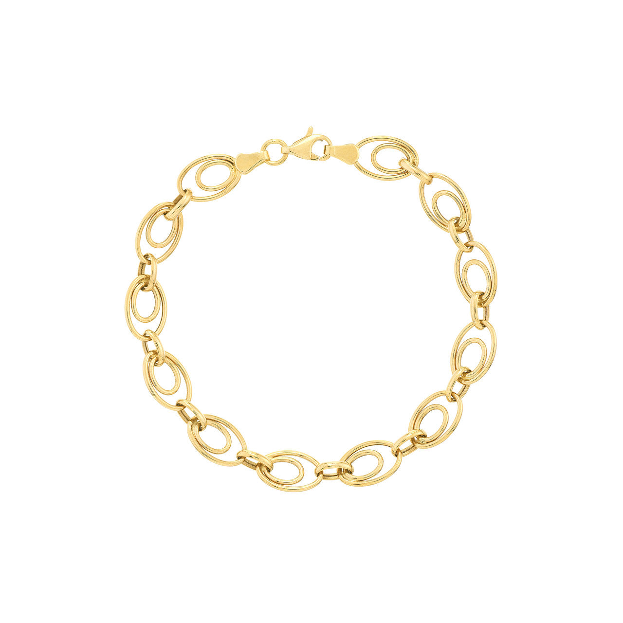 14K Yellow Gold Graduated Double Oval Link Bracelet - Queen May