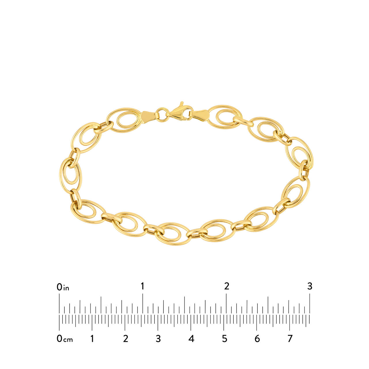 14K Yellow Gold Graduated Double Oval Link Bracelet - Queen May