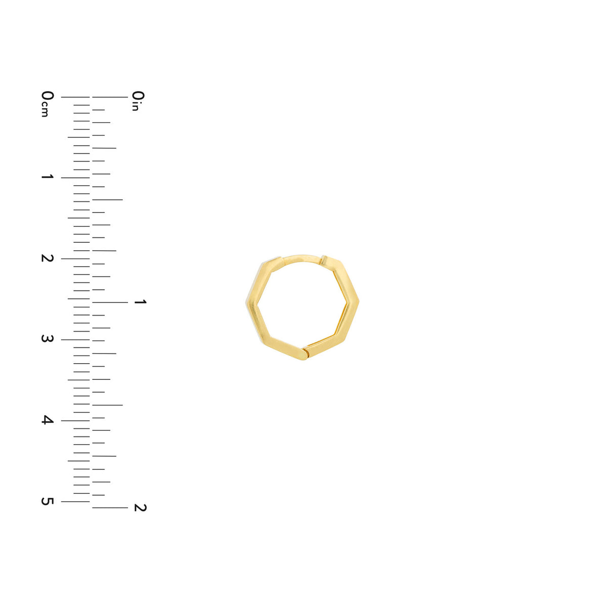 14K Yellow Gold Small Hexagon Shaped Huggie Hoop Earrings - Queen May