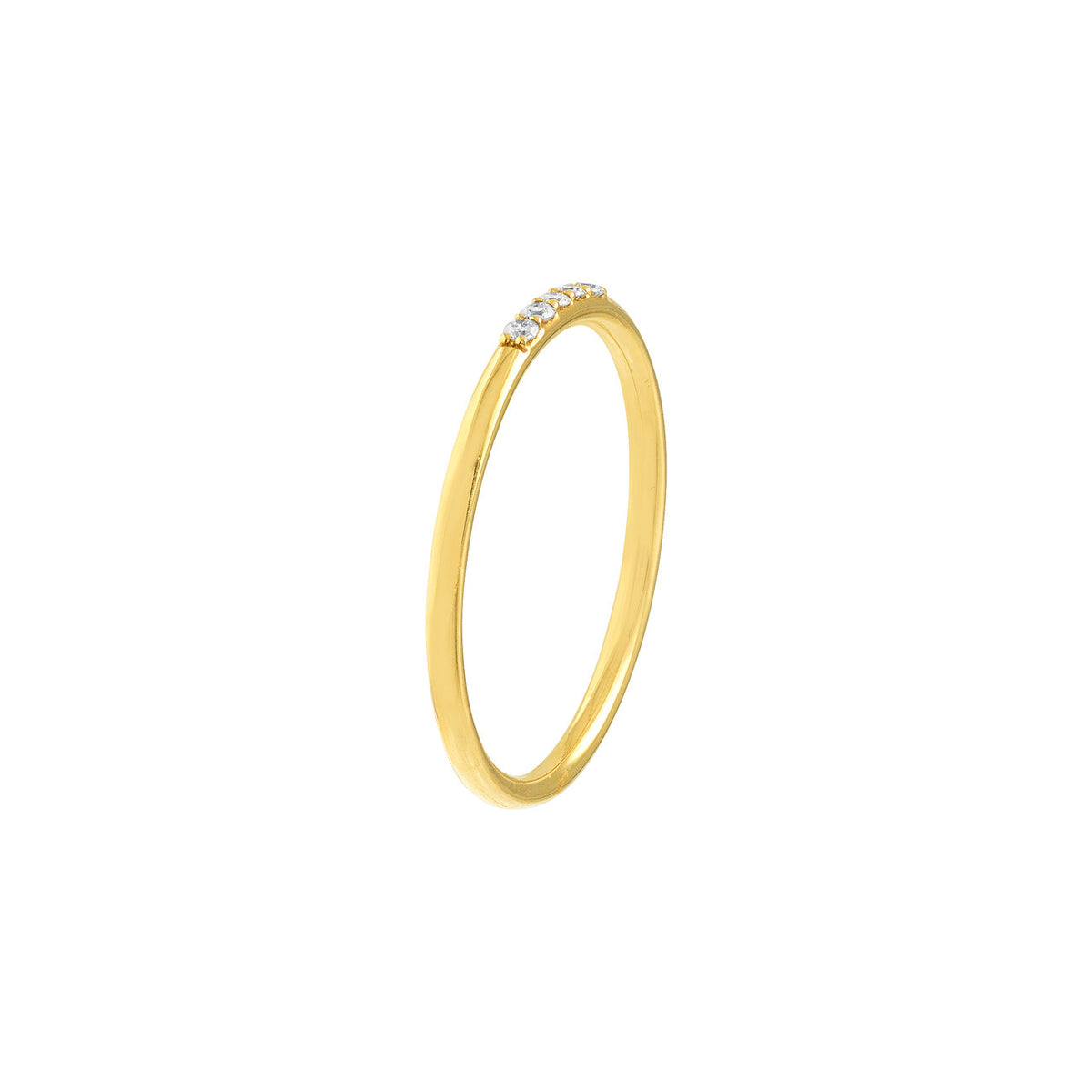 14K Yellow Gold Mini Diamond Pave Stackable Band - Queen May