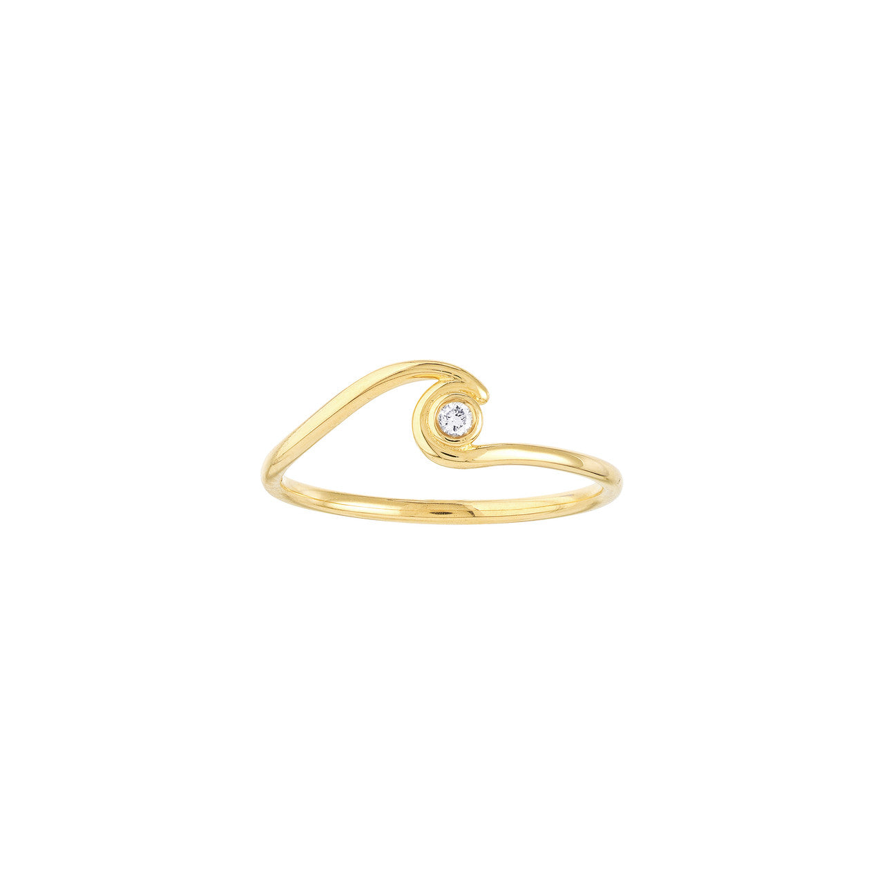 14K Yellow Gold Diamond Wave Ring - Queen May