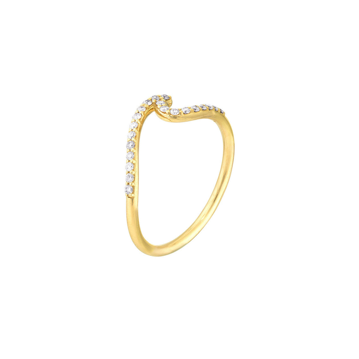 14K Yellow Gold Diamond Wave Ring - Queen May