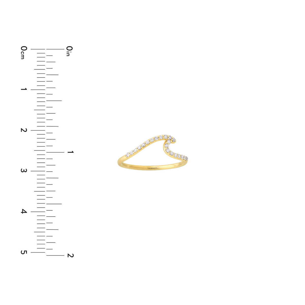 14K Yellow Gold Diamond Wave Ring - Queen May