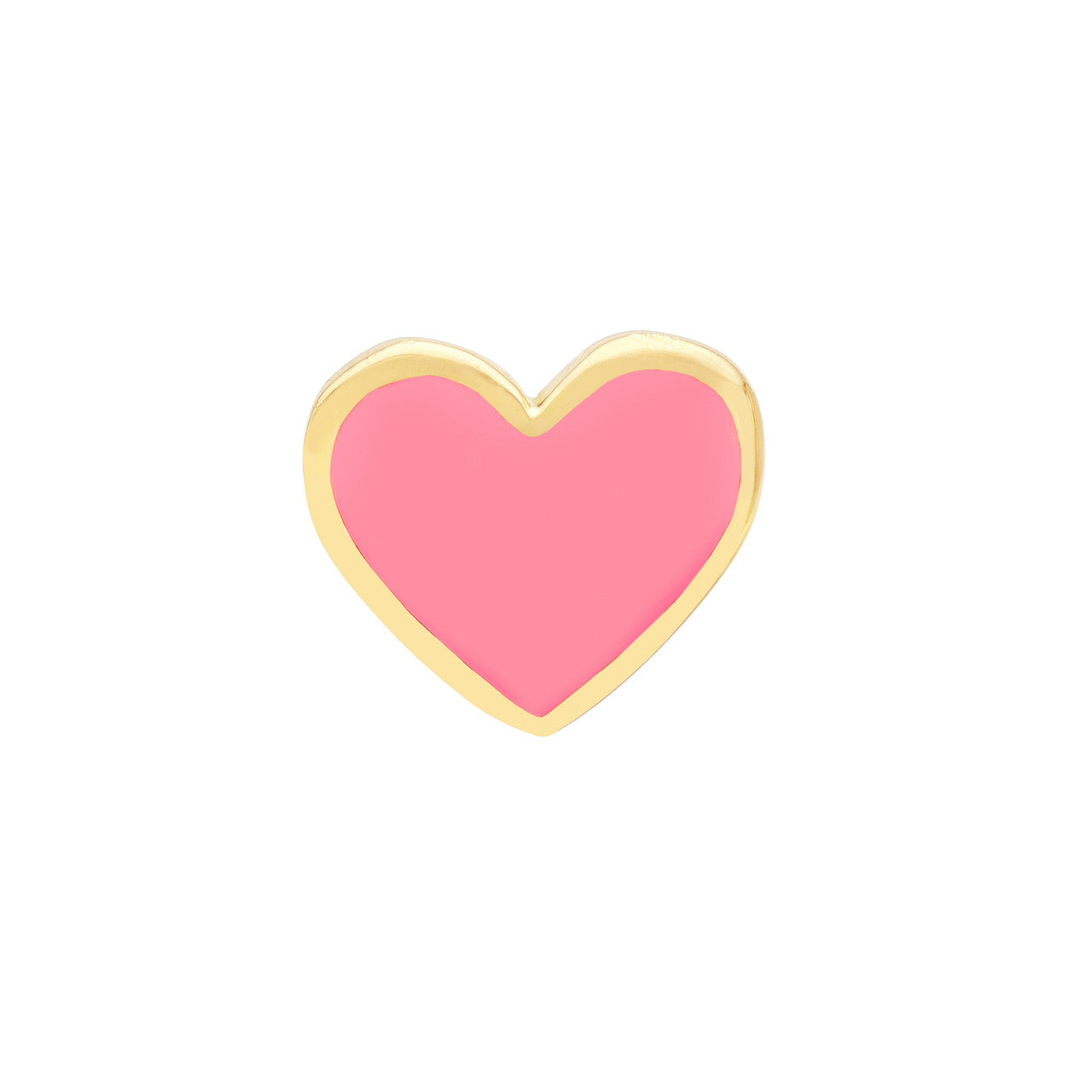 14K Yellow Gold Pink Enamel Heart Baby Stud Earrings - Queen May