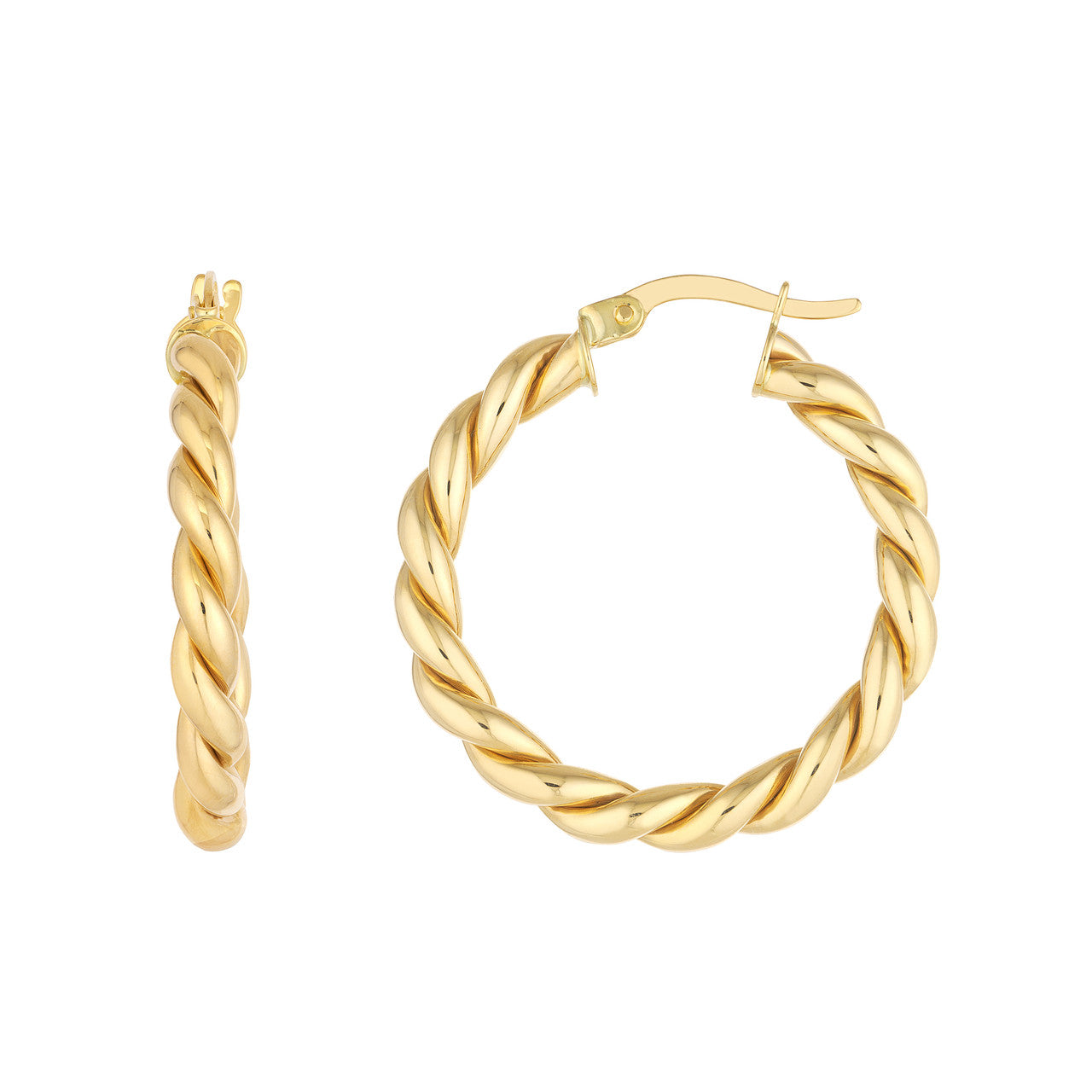 14K Yellow Gold Large Braided Hoop Earrings - Queen May