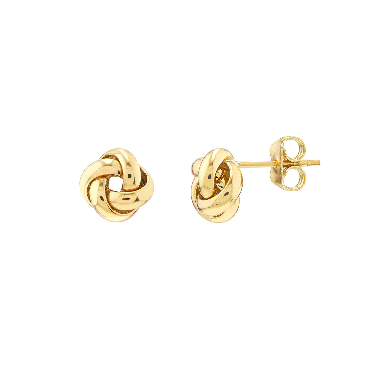 14K Yellow Gold Puffed Love Knot Stud Earrings - Queen May