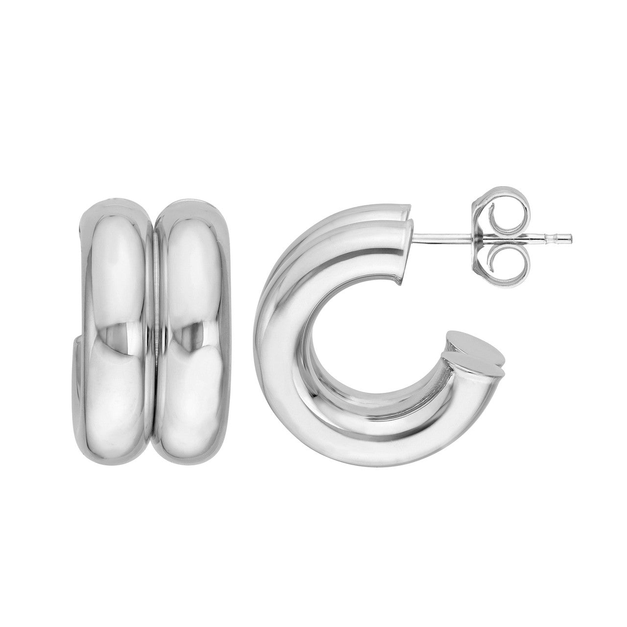 14K Gold 15mm Small Double Open Hoop Earrings - Queen May