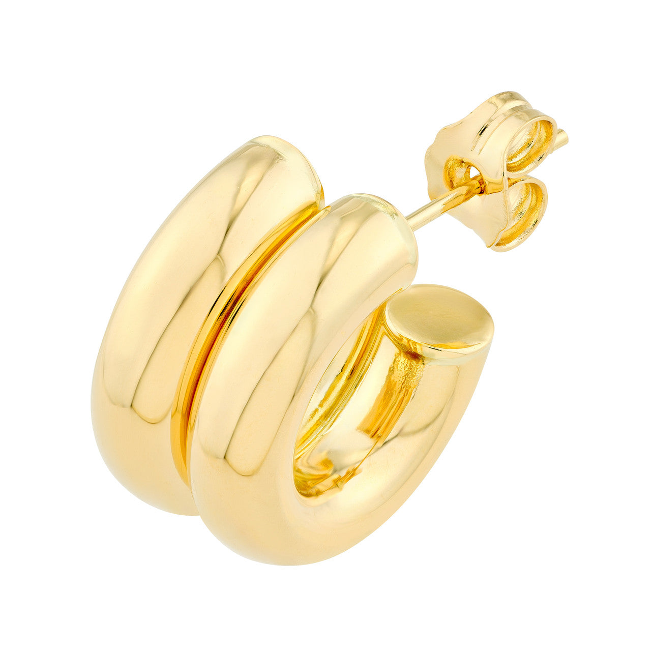 14K Gold 15mm Small Double Open Hoop Earrings - Queen May