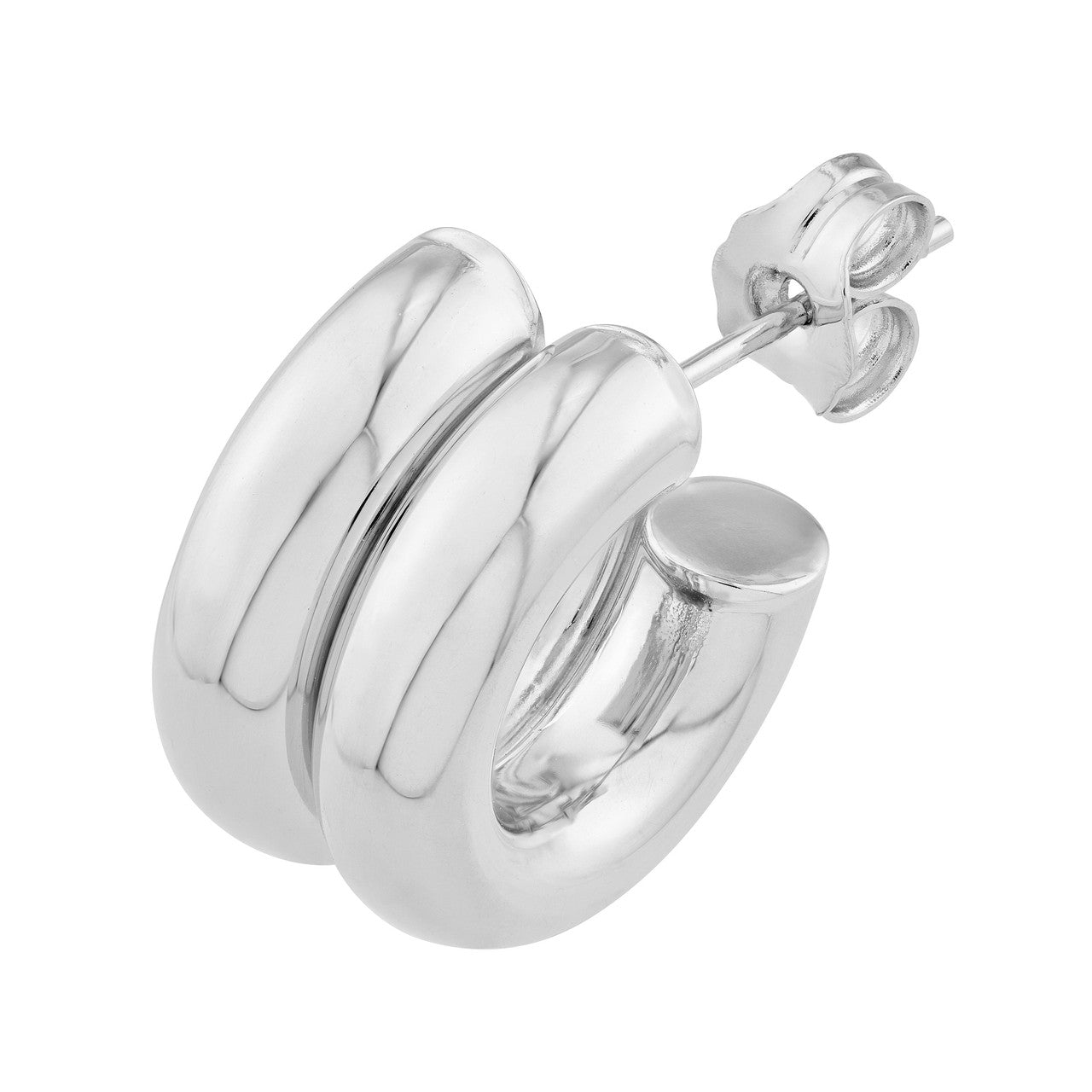14K Gold 15mm Small Double Open Hoop Earrings - Queen May