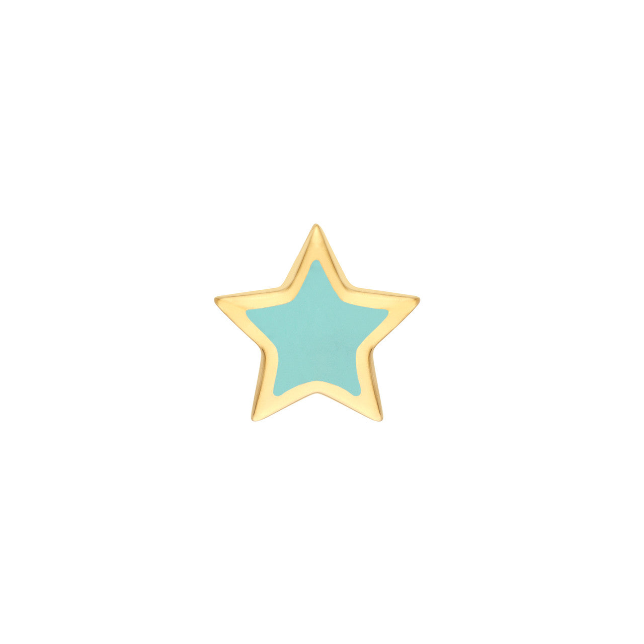 14K Yellow Gold Turquoise Enamel Star Baby Stud Earrings - Queen May