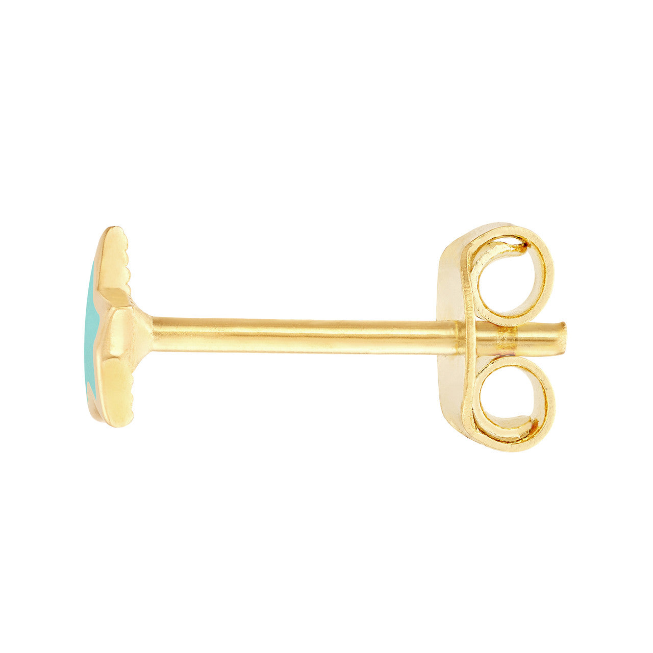 14K Yellow Gold Turquoise Enamel Star Baby Stud Earrings - Queen May