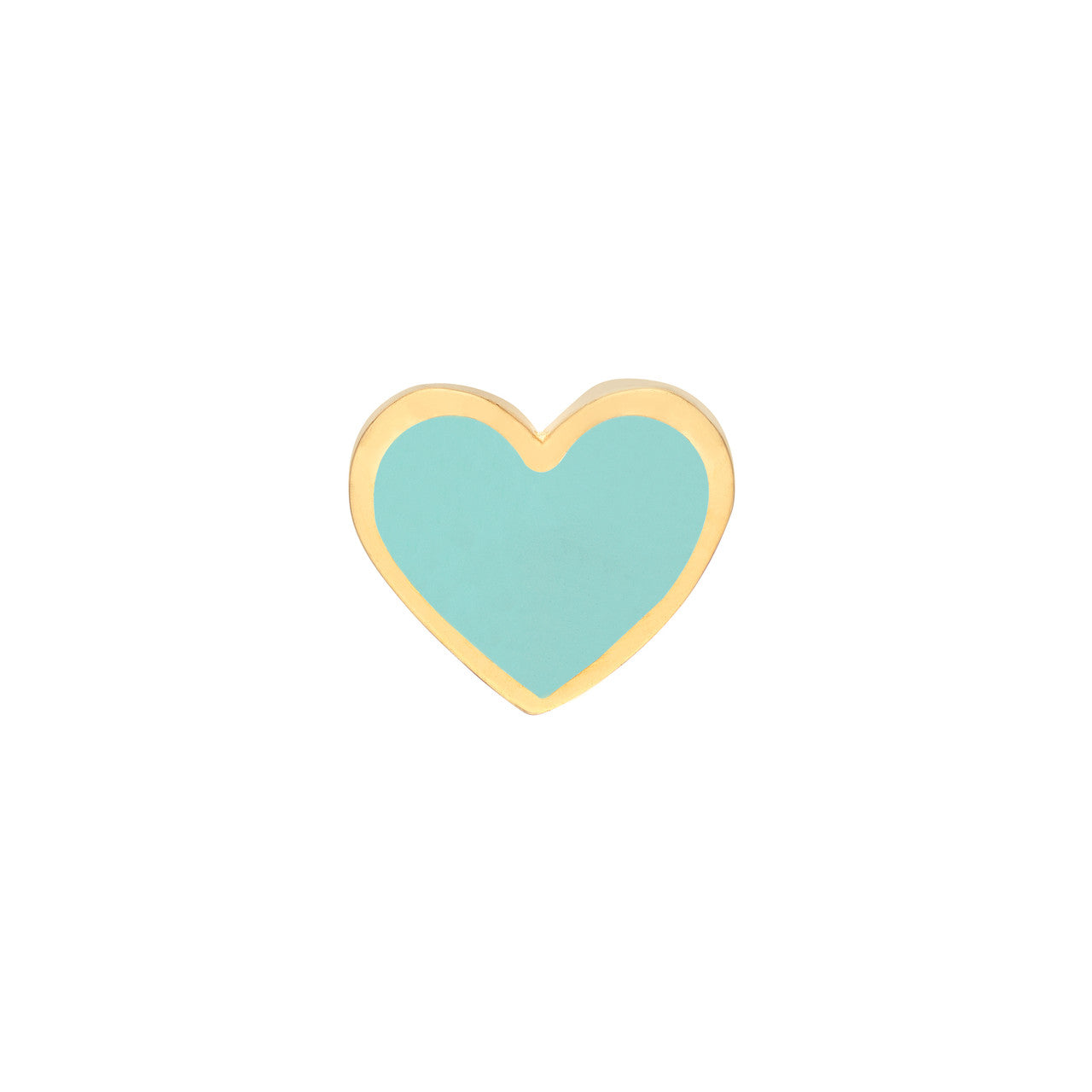 14K Yellow Gold Turquoise Enamel Heart Baby Stud Earrings - Queen May