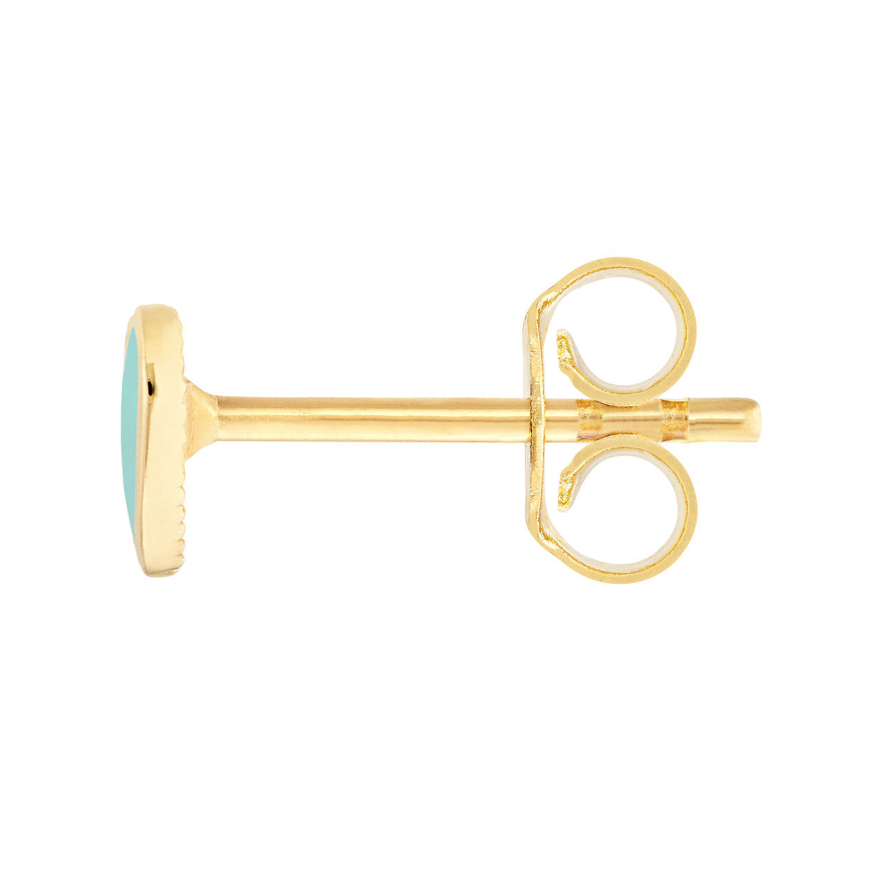 14K Yellow Gold Turquoise Enamel Heart Baby Stud Earrings - Queen May