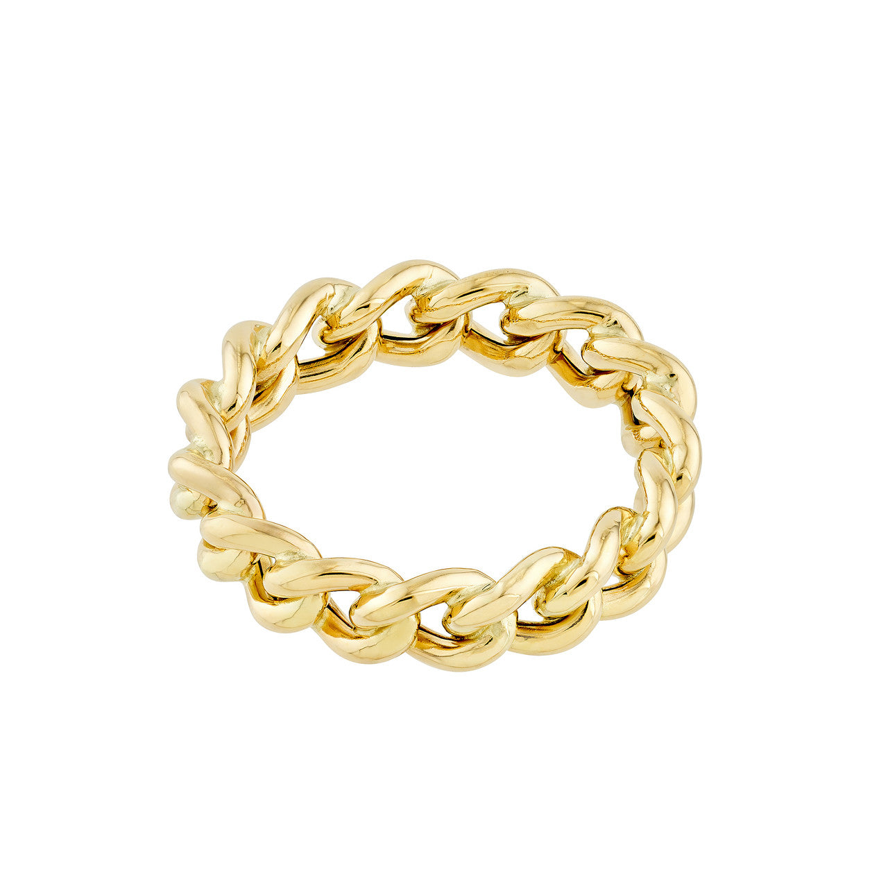 14K Yellow Gold Concave Open Curb Ring - Queen May