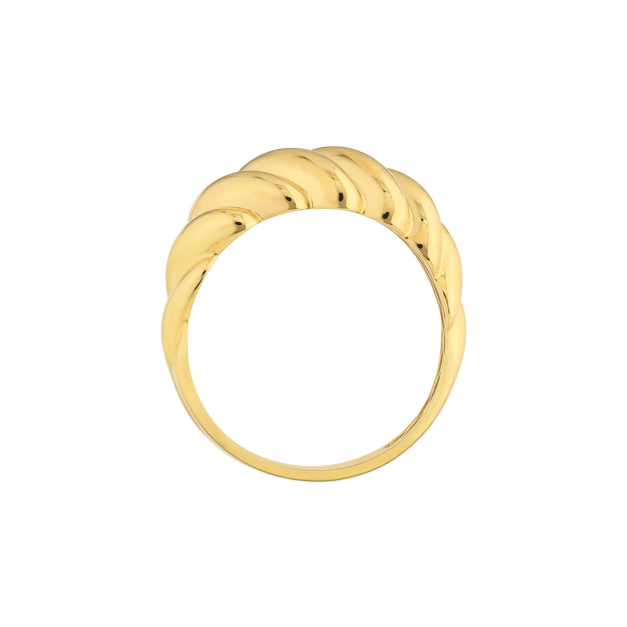 14K Yellow Gold Polished Twist Ribbed Ring - Queen May