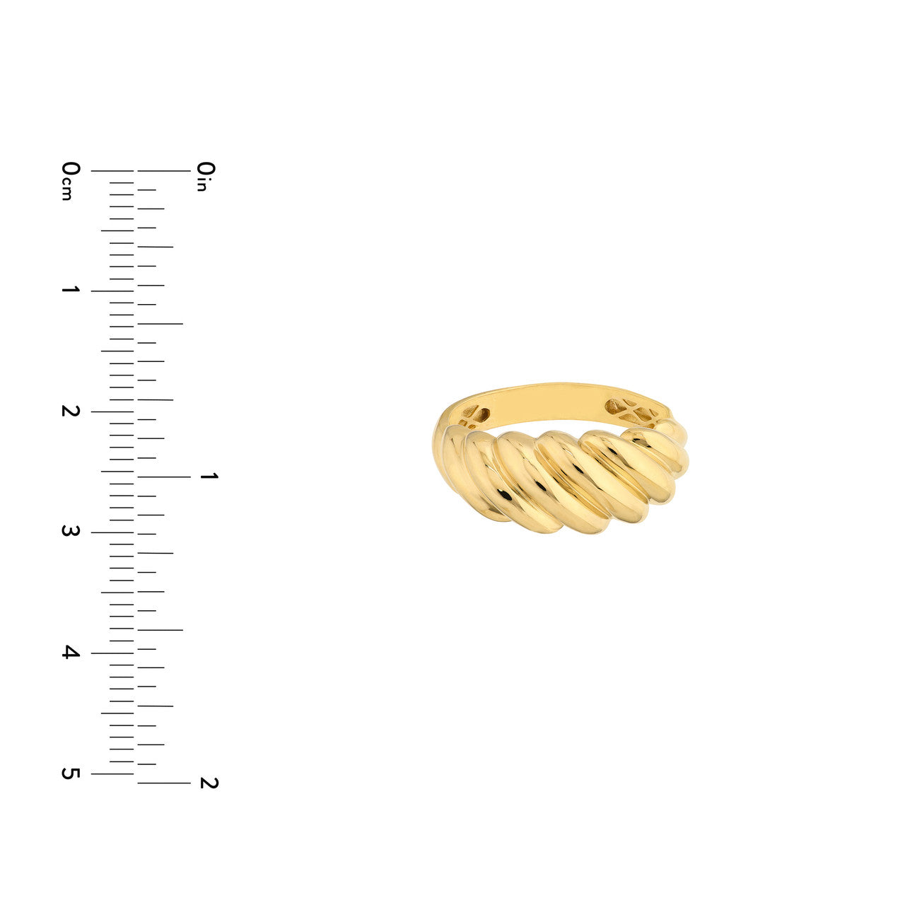 14K Yellow Gold Polished Twist Ribbed Ring - Queen May