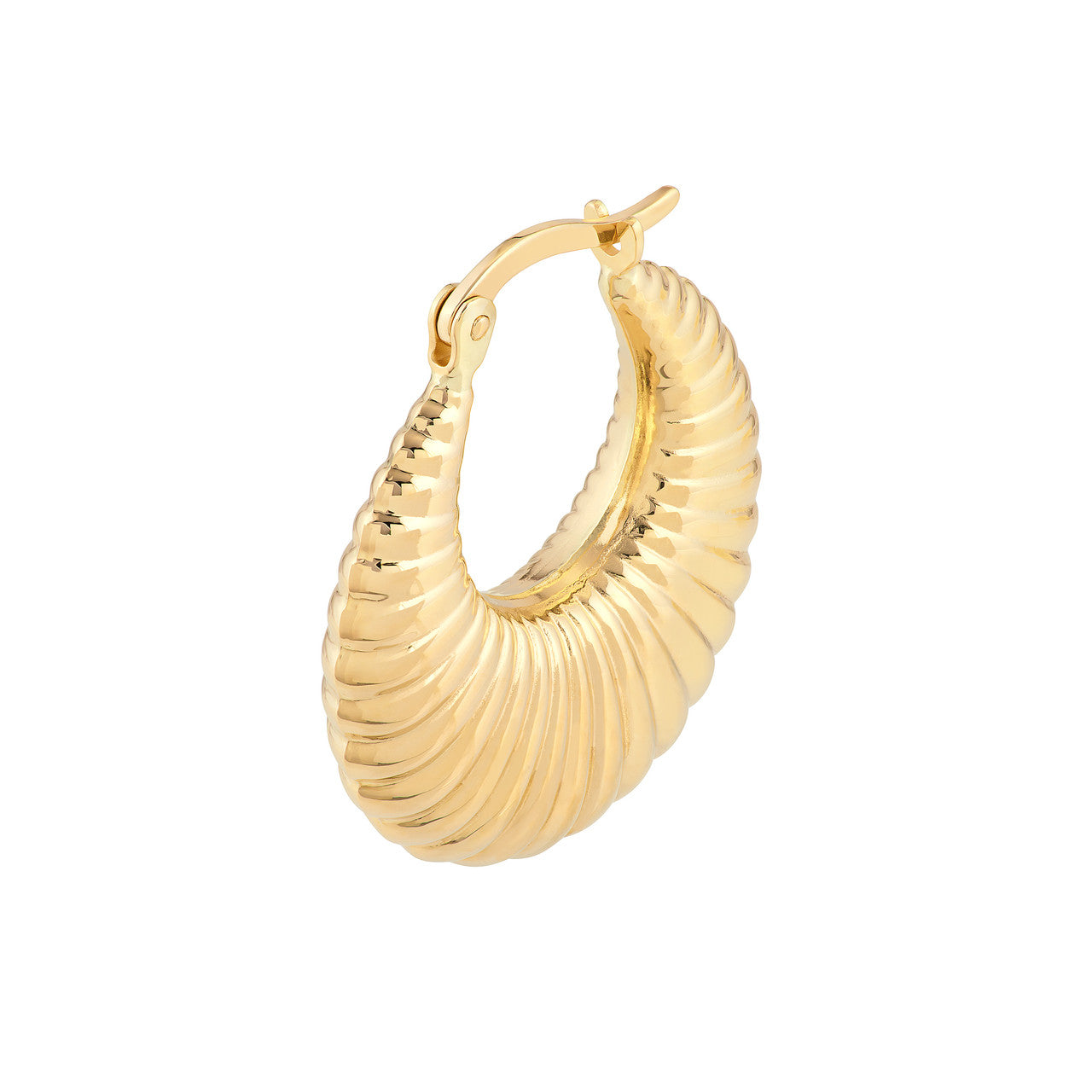 14K Yellow Gold Fluted Hoop Earrings - Queen May