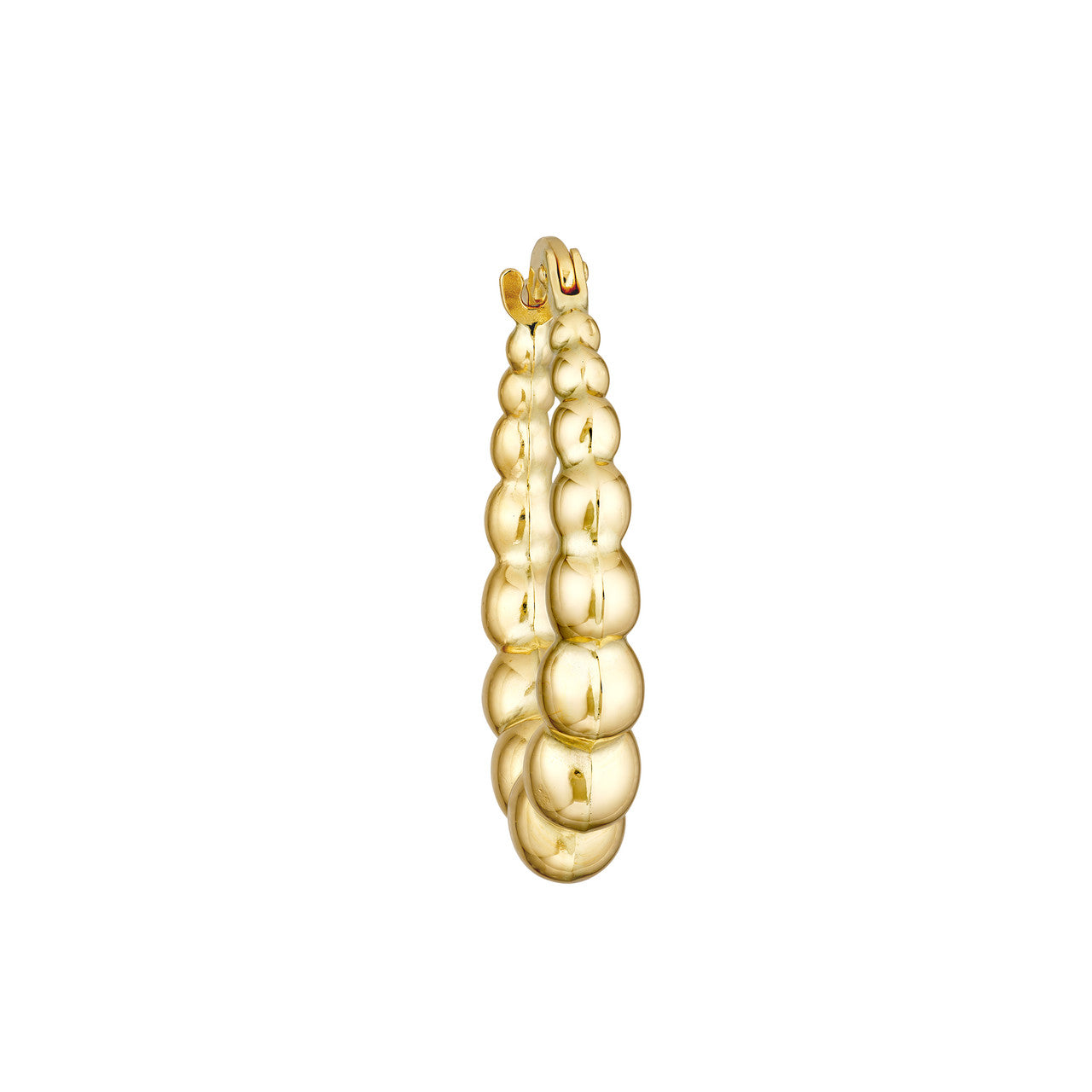 14K Yellow Gold Bead Oval Hoop Earrings - Queen May