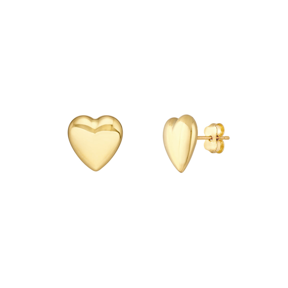 14K Yellow Gold Polished Puff Heart Earrings - Queen May