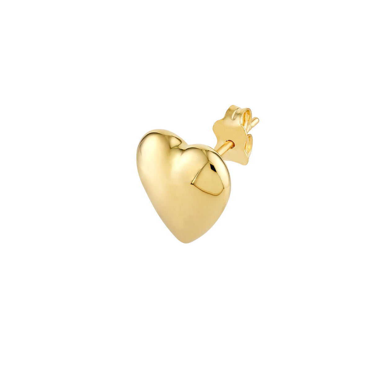 14K Yellow Gold Polished Puff Heart Earrings - Queen May