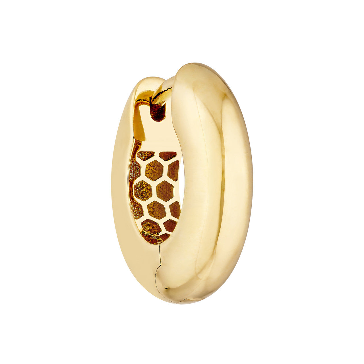 14K Yellow Gold 4mm Polished Round Huggie Hoop Earrings - Queen May