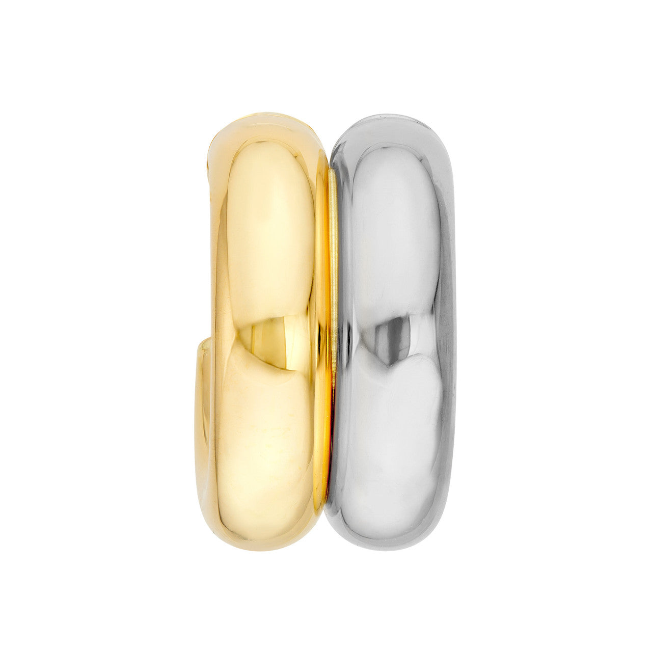 14K Gold Two-Tone 15mm Small Double Open Hoop Earrings - Queen May