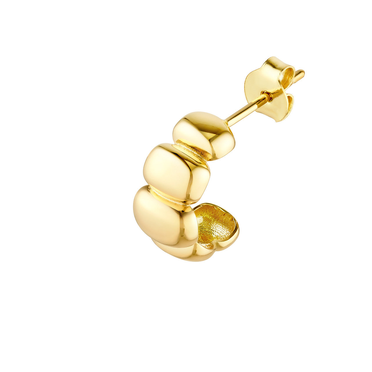 14K Yellow Gold Graduated Puff Hoop Earrings - Queen May