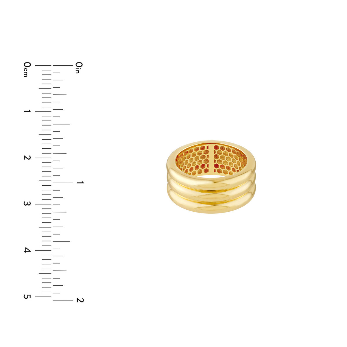 14K Yellow Gold Triple Ridge Band Ring - Queen May
