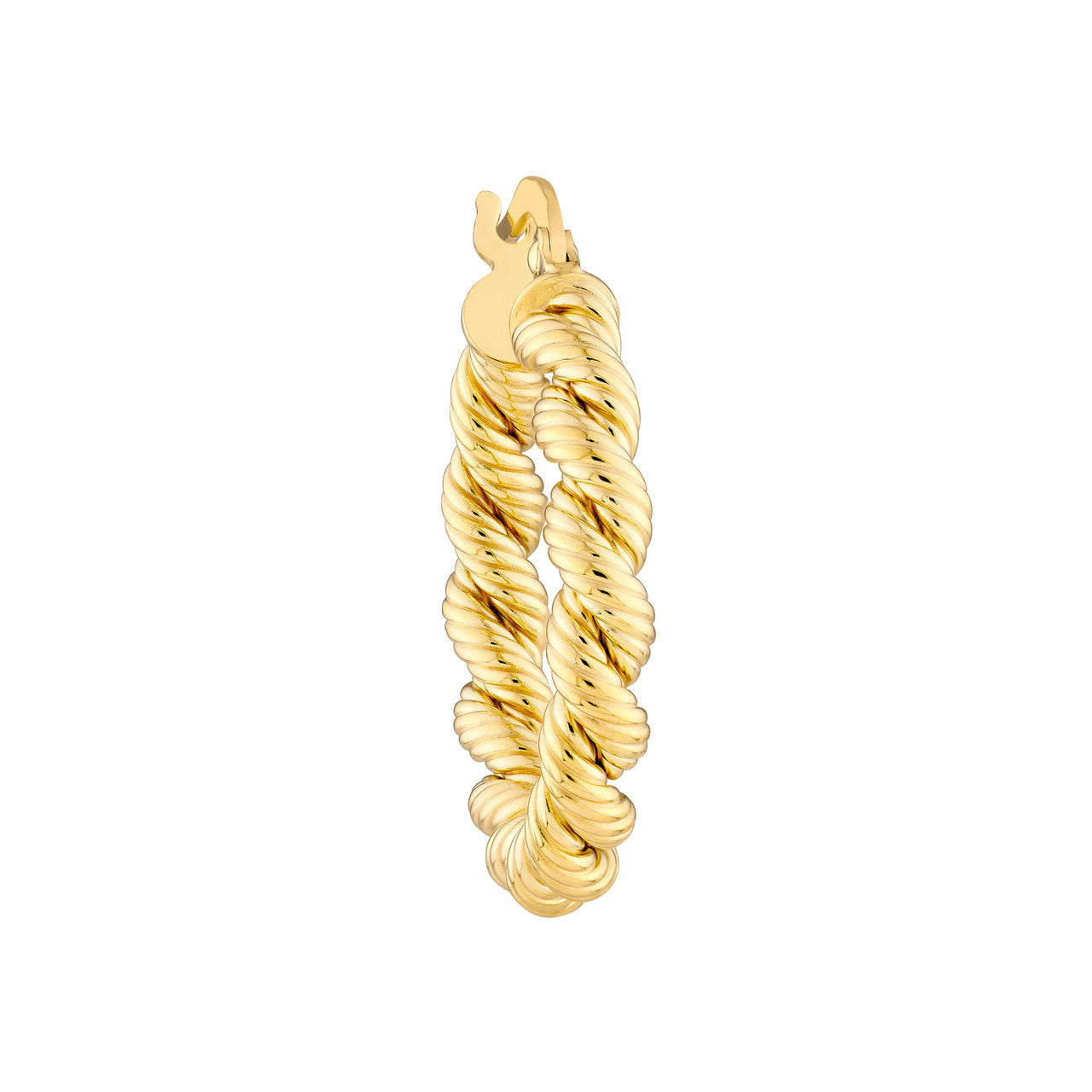 14K Yellow Gold 15mm Twisted Rope Hoop Earrings - Queen May