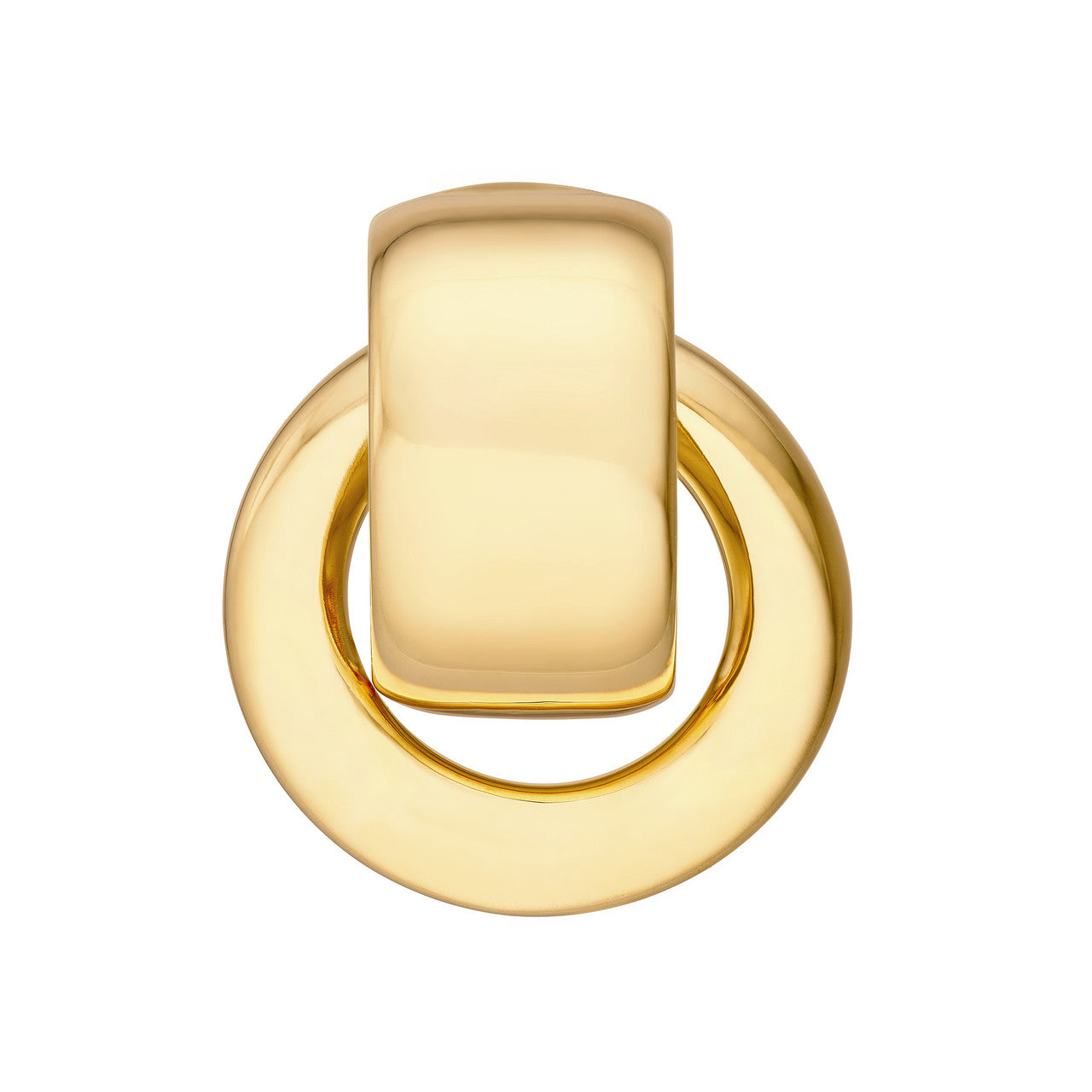 14K Yellow Gold Polished Door Knocker Hoop Earrings - Queen May