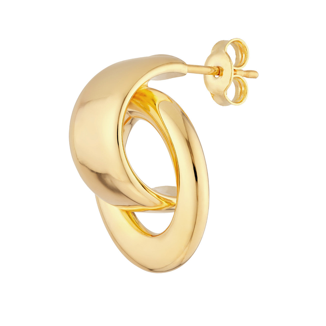 14K Yellow Gold Polished Door Knocker Hoop Earrings - Queen May