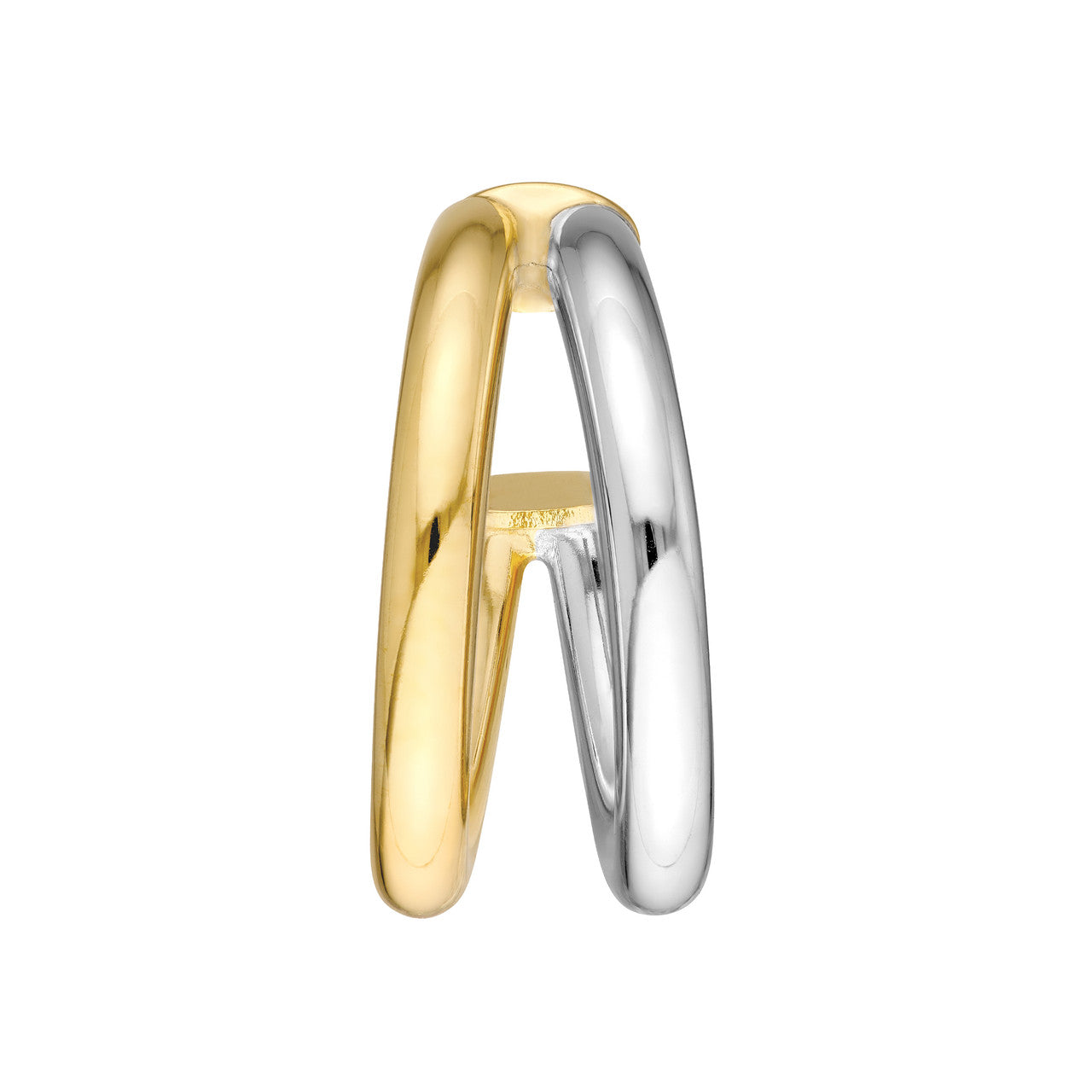 14K Gold Two-Tone 10mm Double Open Hoop Earrings - Queen May