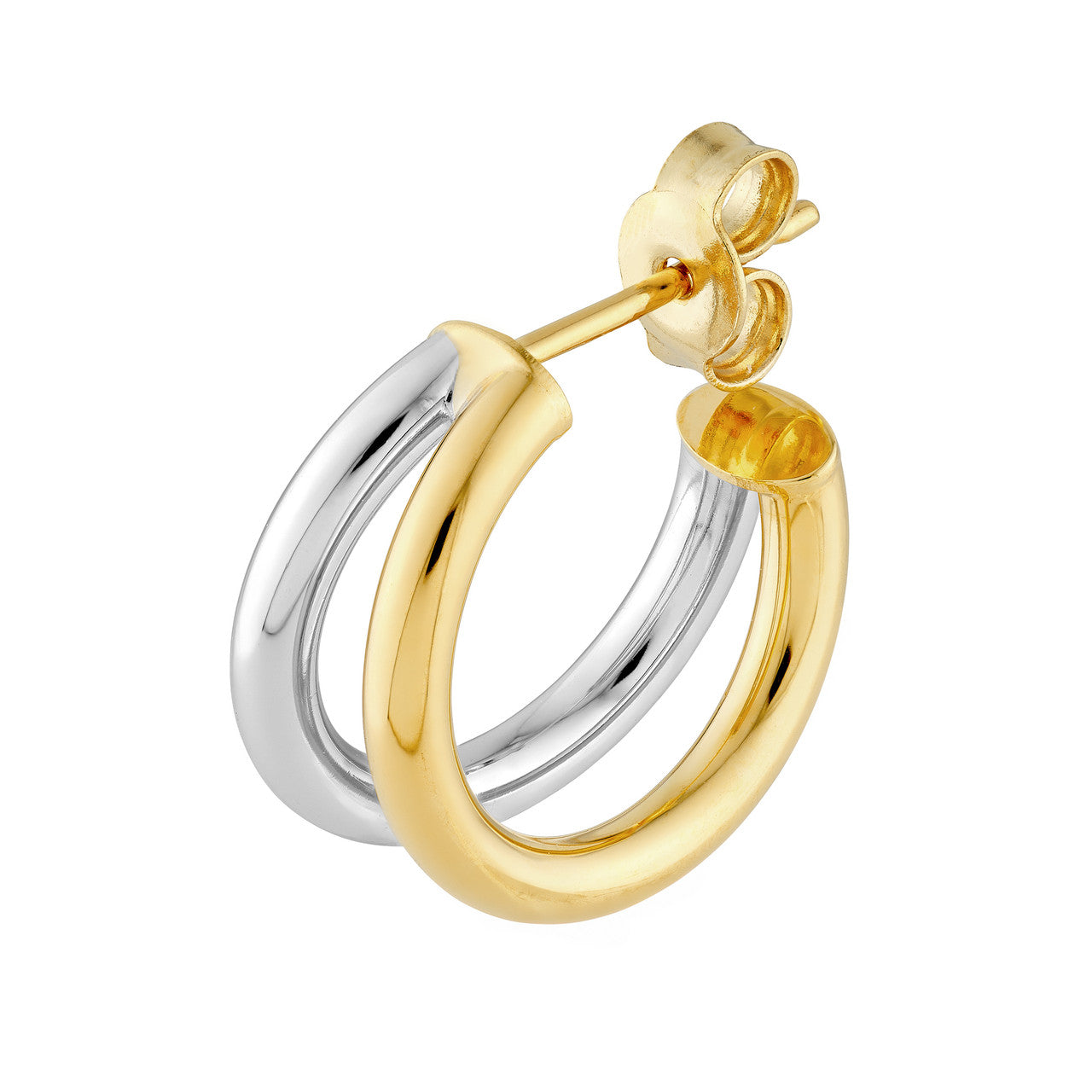 14K Gold Two-Tone 10mm Double Open Hoop Earrings - Queen May