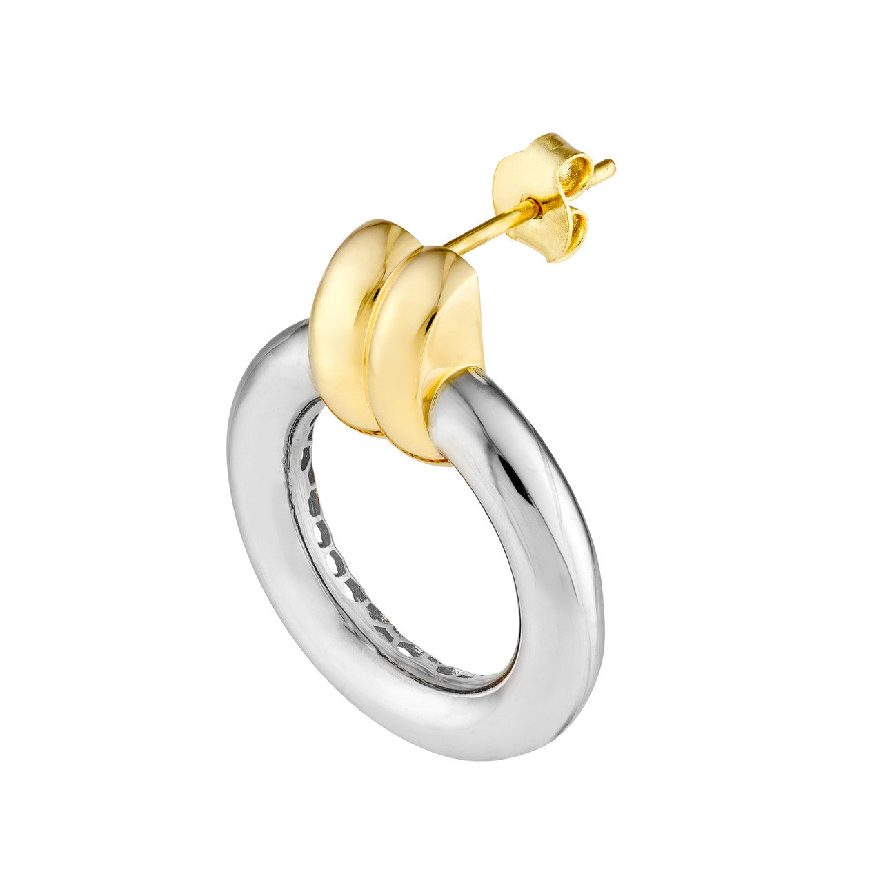 14K Gold Hollow Two-Tone Door Knocker Hoop Earrings - Queen May