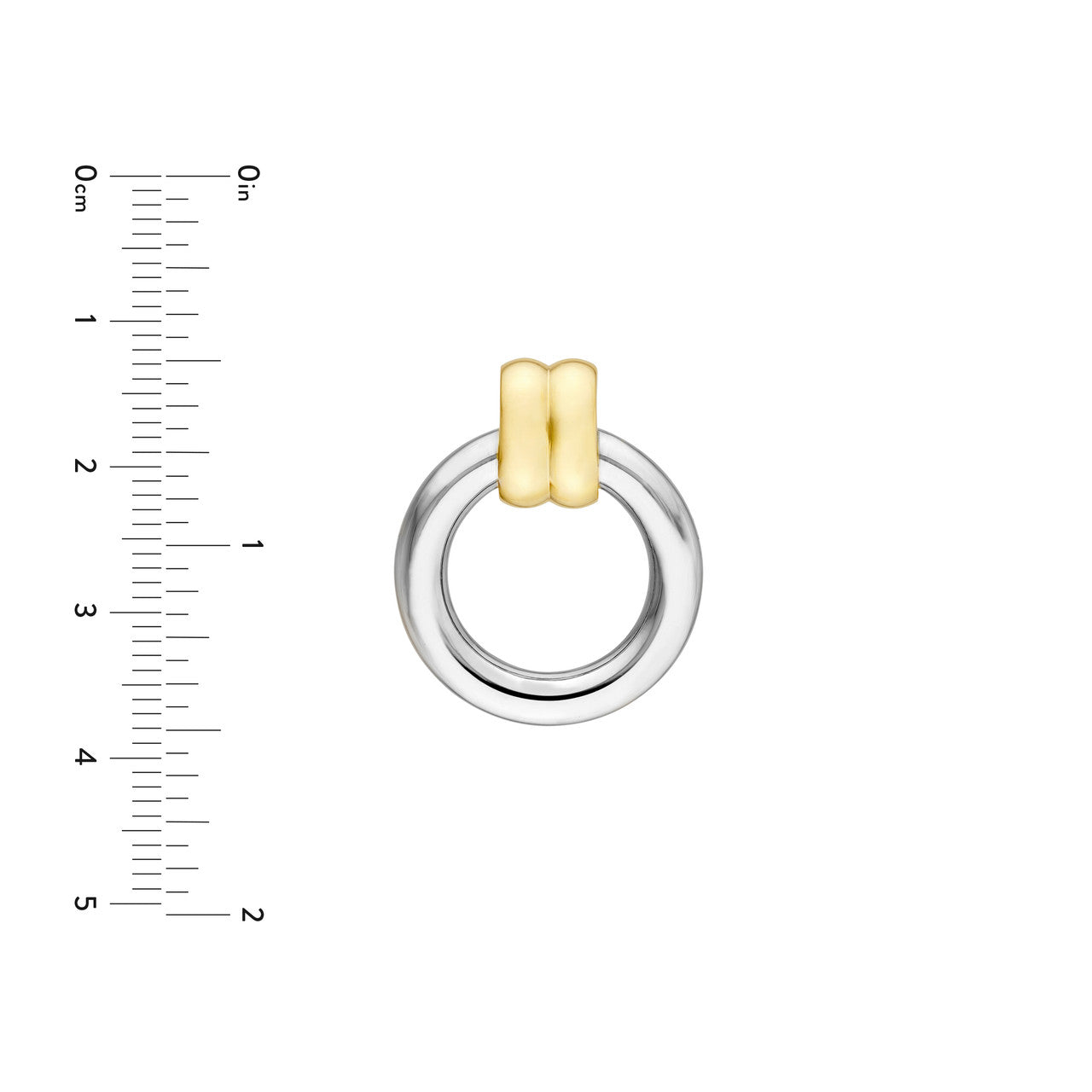 14K Gold Hollow Two-Tone Door Knocker Hoop Earrings - Queen May