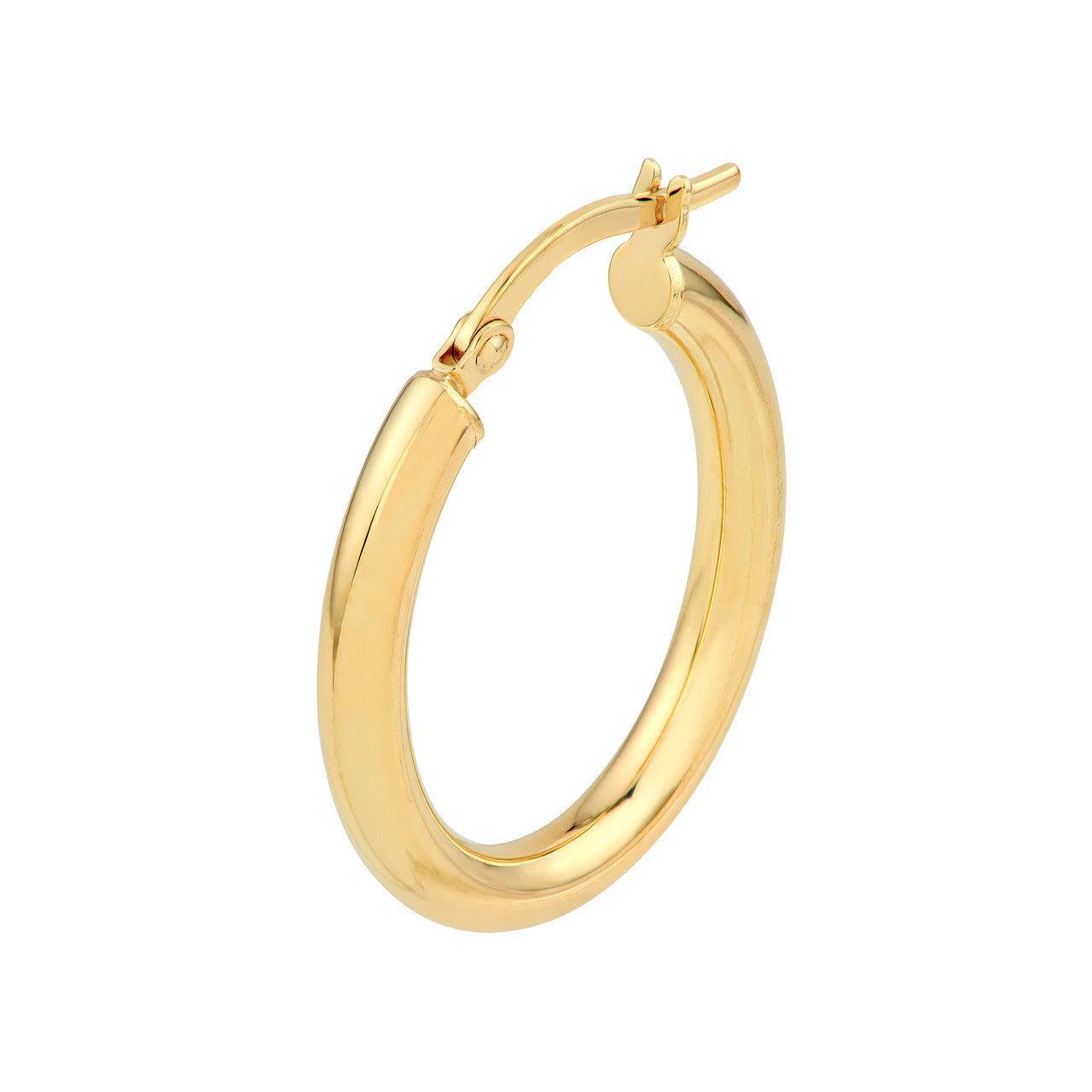14K Yellow Gold 3mm Oval Polish Tube Hoop Earrings - Queen May