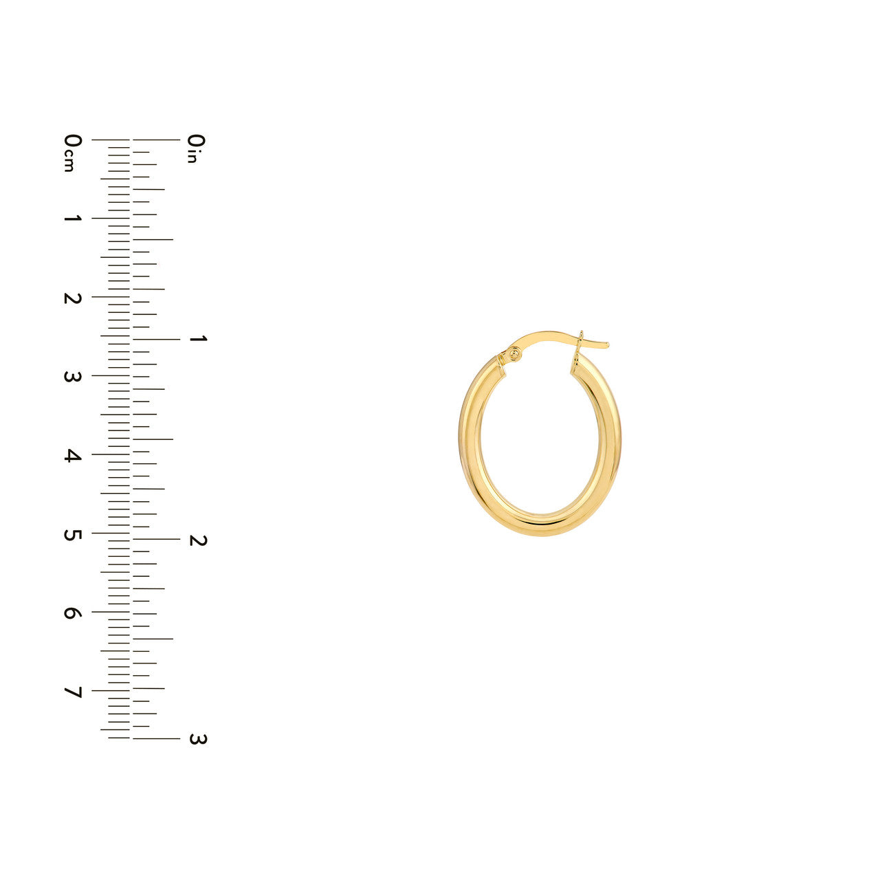 14K Yellow Gold 3mm Oval Polish Tube Hoop Earrings - Queen May