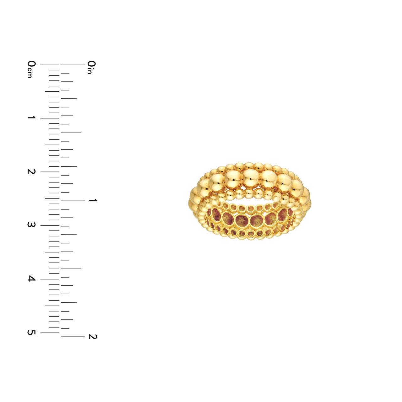 14K Yellow Gold Triple Bead Ring - Queen May