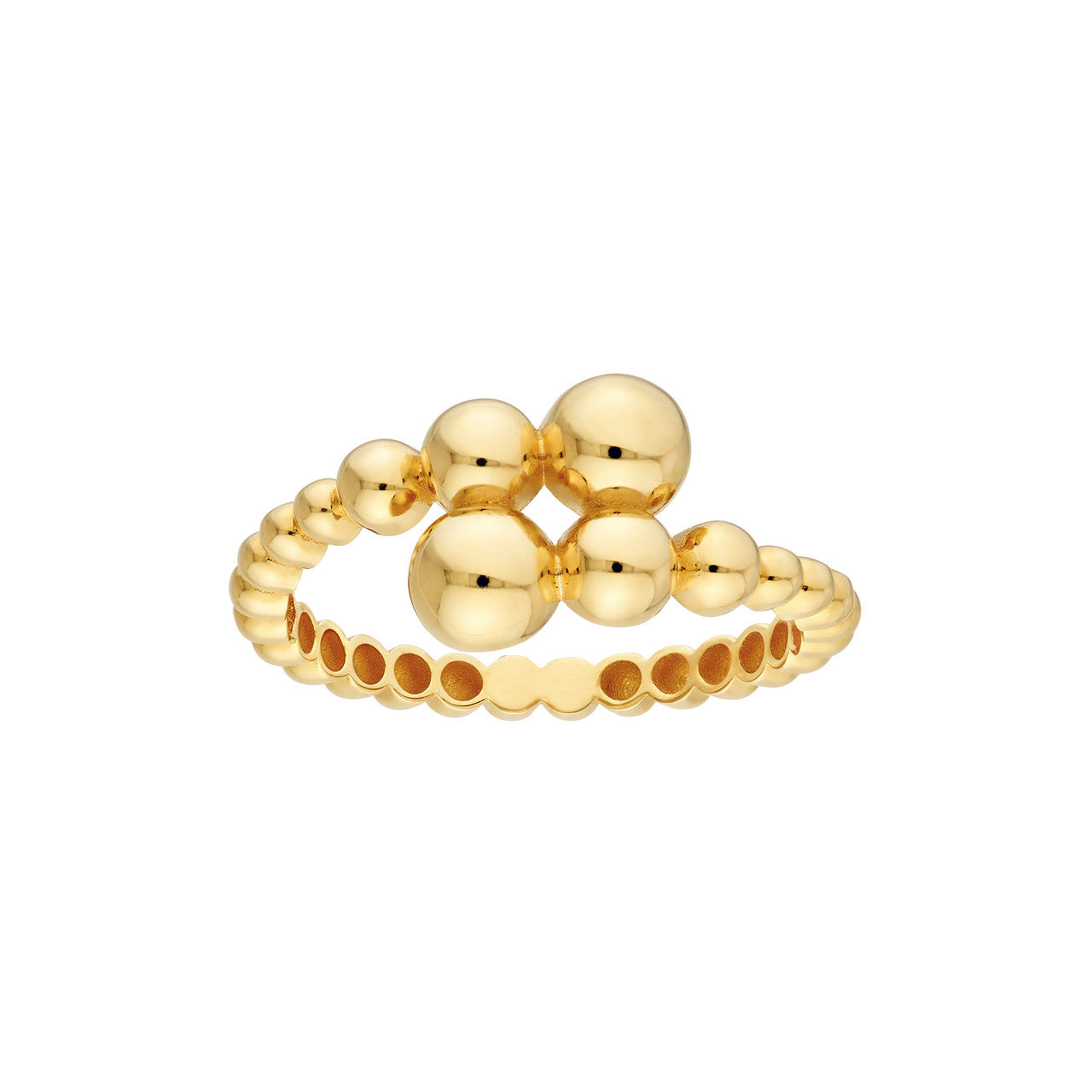 14K Yellow Gold Graduated Bead Bypass Ring - Queen May