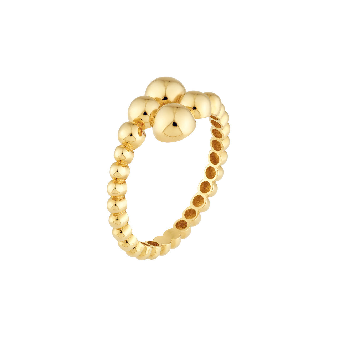 14K Yellow Gold Graduated Bead Bypass Ring - Queen May