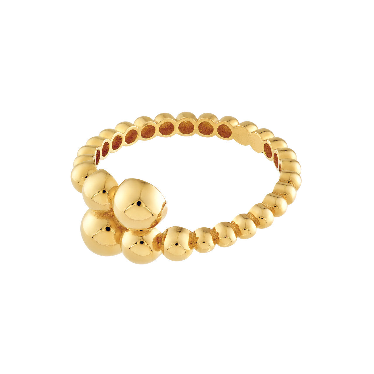 14K Yellow Gold Graduated Bead Bypass Ring - Queen May