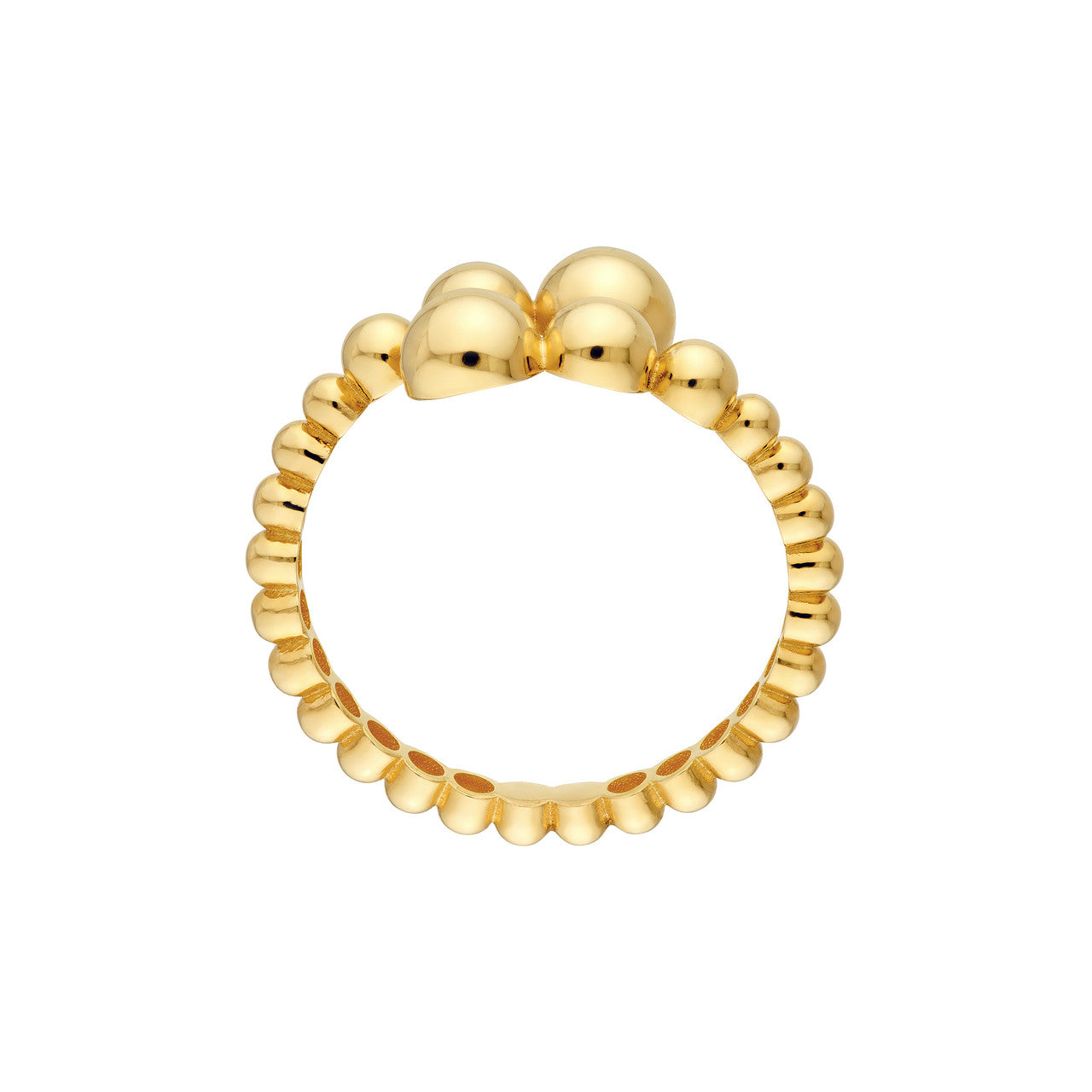 14K Yellow Gold Graduated Bead Bypass Ring - Queen May