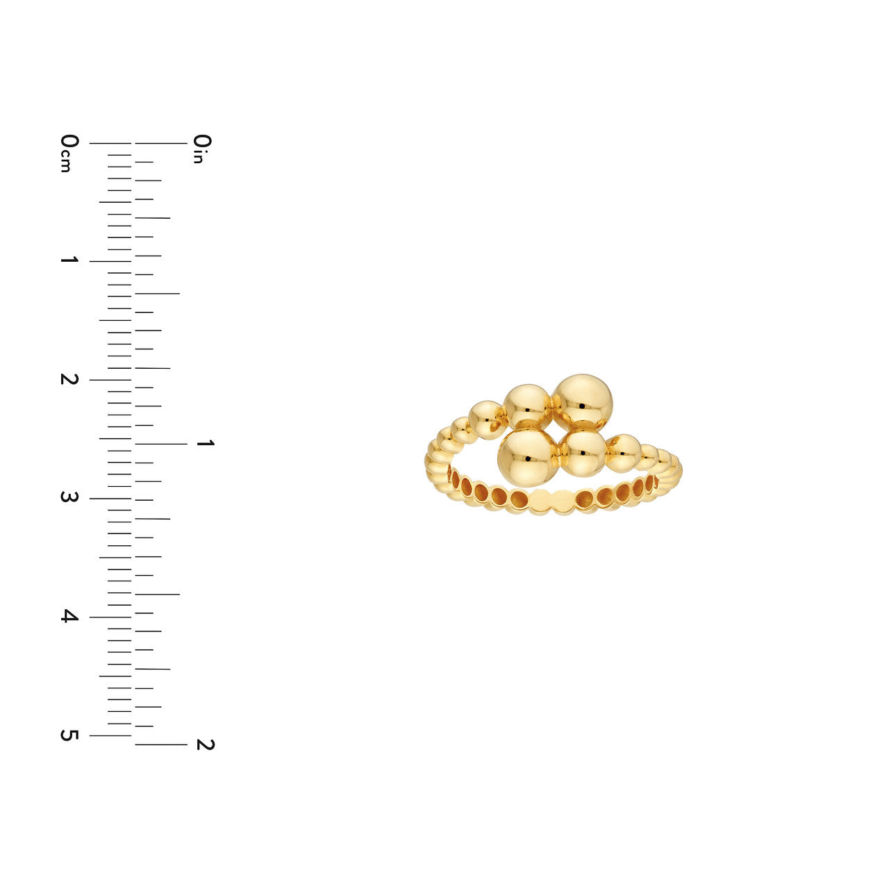 14K Yellow Gold Graduated Bead Bypass Ring - Queen May