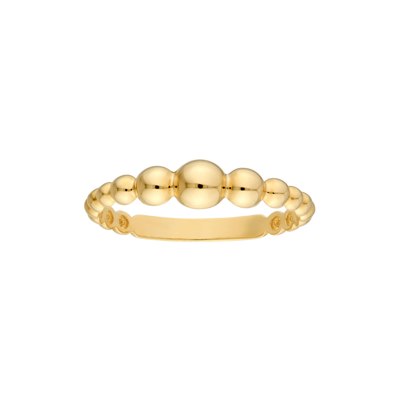 14K Yellow Gold Graduated Bead Ring - Queen May