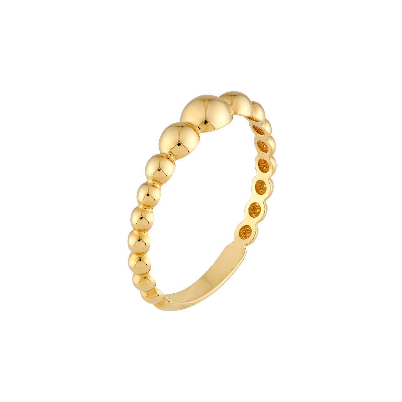 14K Yellow Gold Graduated Bead Ring - Queen May