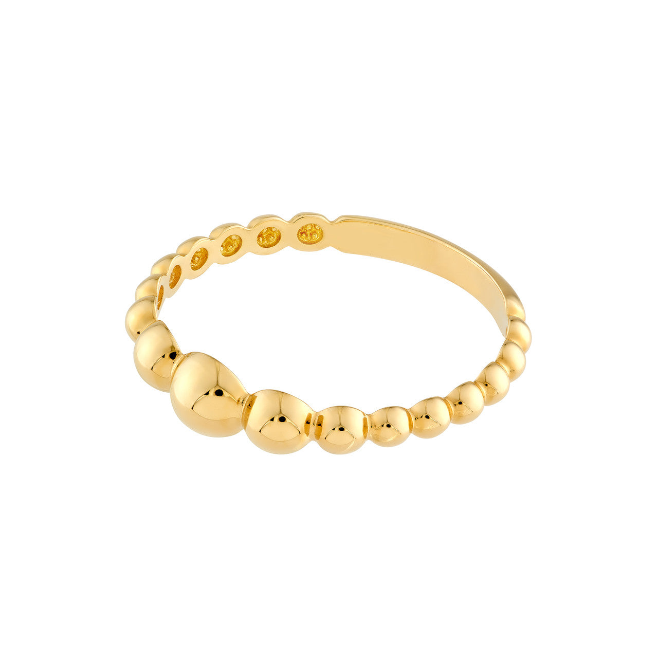 14K Yellow Gold Graduated Bead Ring - Queen May