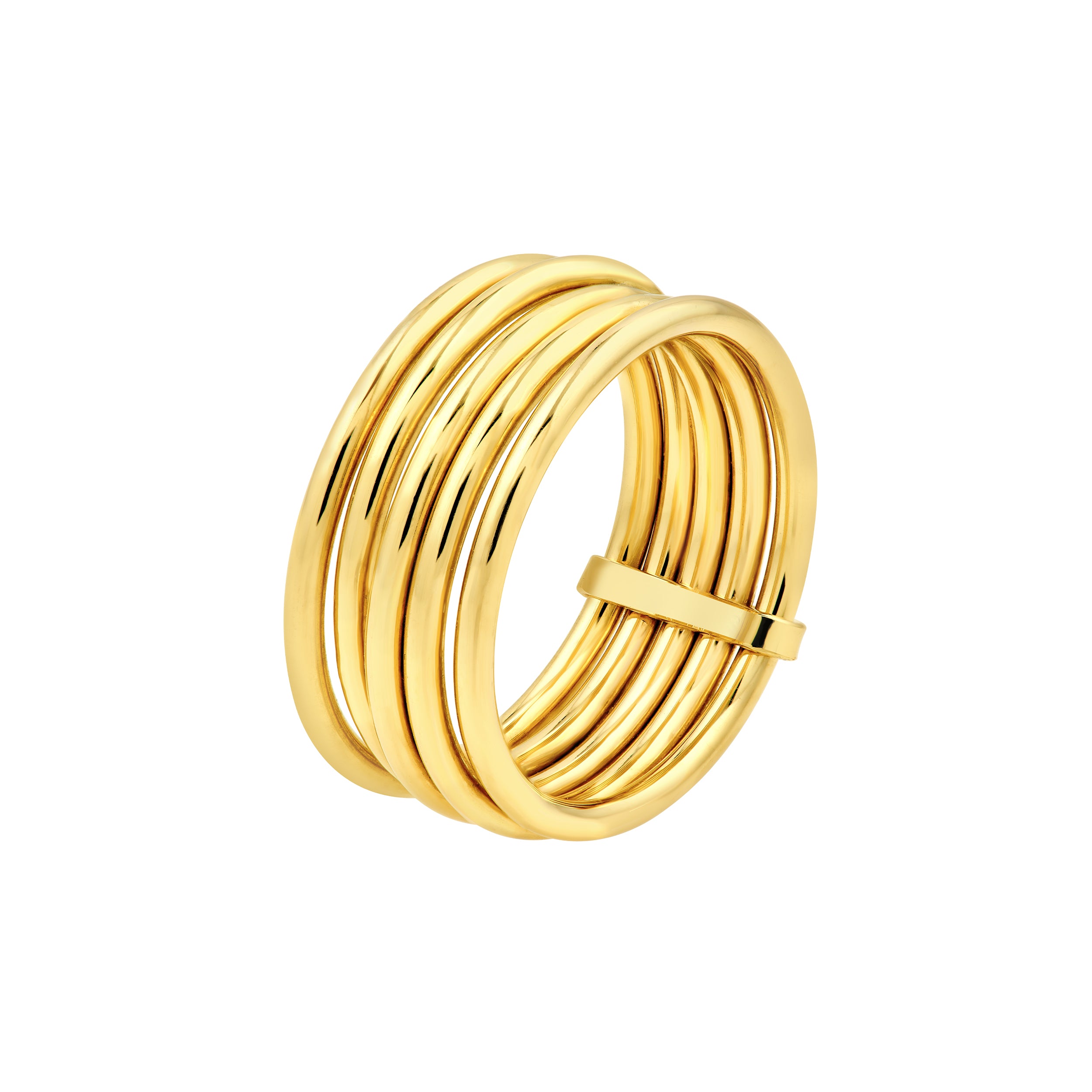14K Yellow Gold Multi Tube Ring - Queen May