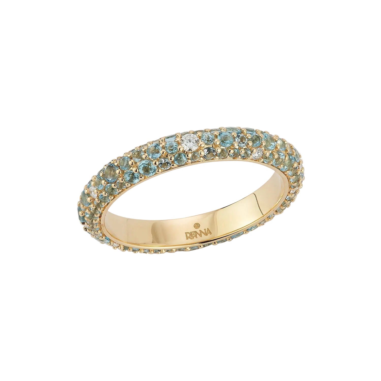 Renna Thin Tidepool Ring - Aquamarine and Topaz
